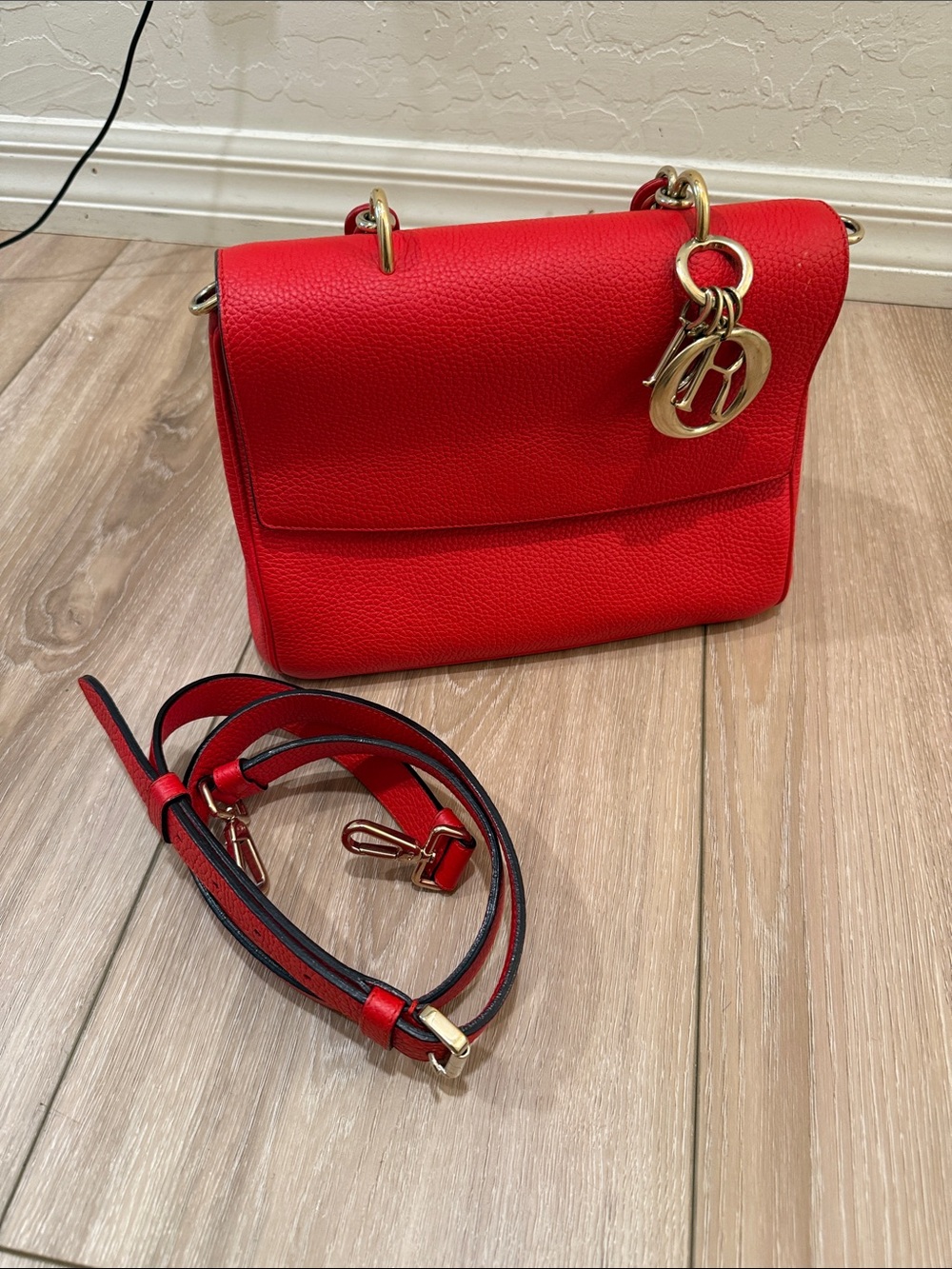 Dior ‘ Be Dior’ Red  Crossbody Bag with Gold Hardware